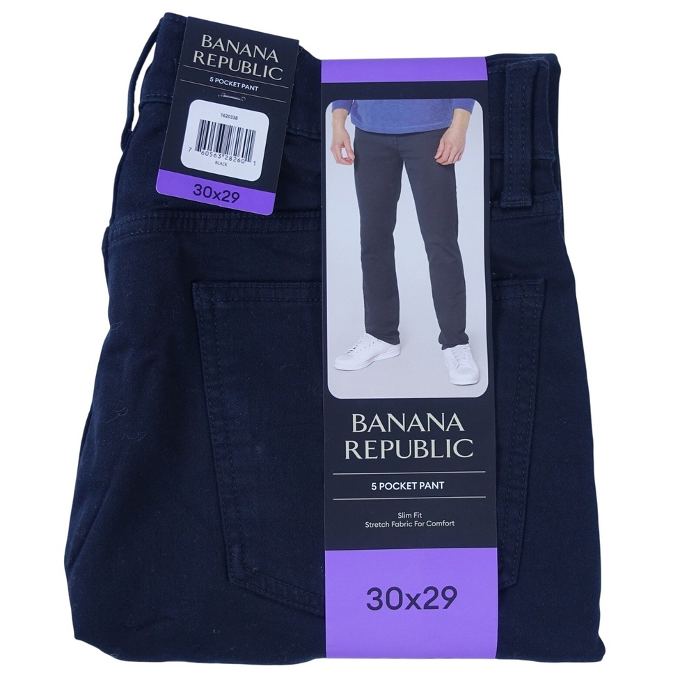 Banana Republic 5 Pocket Pant Slim Fit Stretch Men 30x29 Black